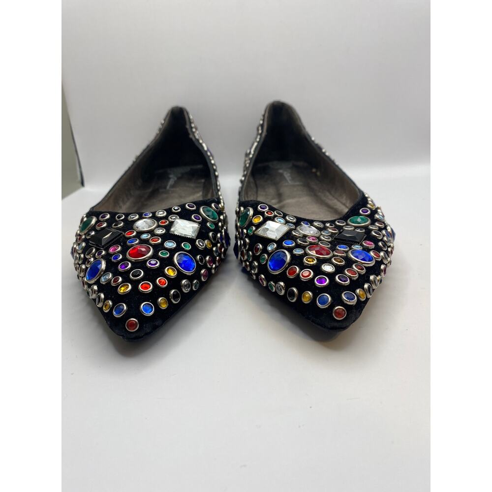 Jeffrey Campbell Ibiza Last Jeweled Flats Size 10 Black Suede - Picture 8 of 13